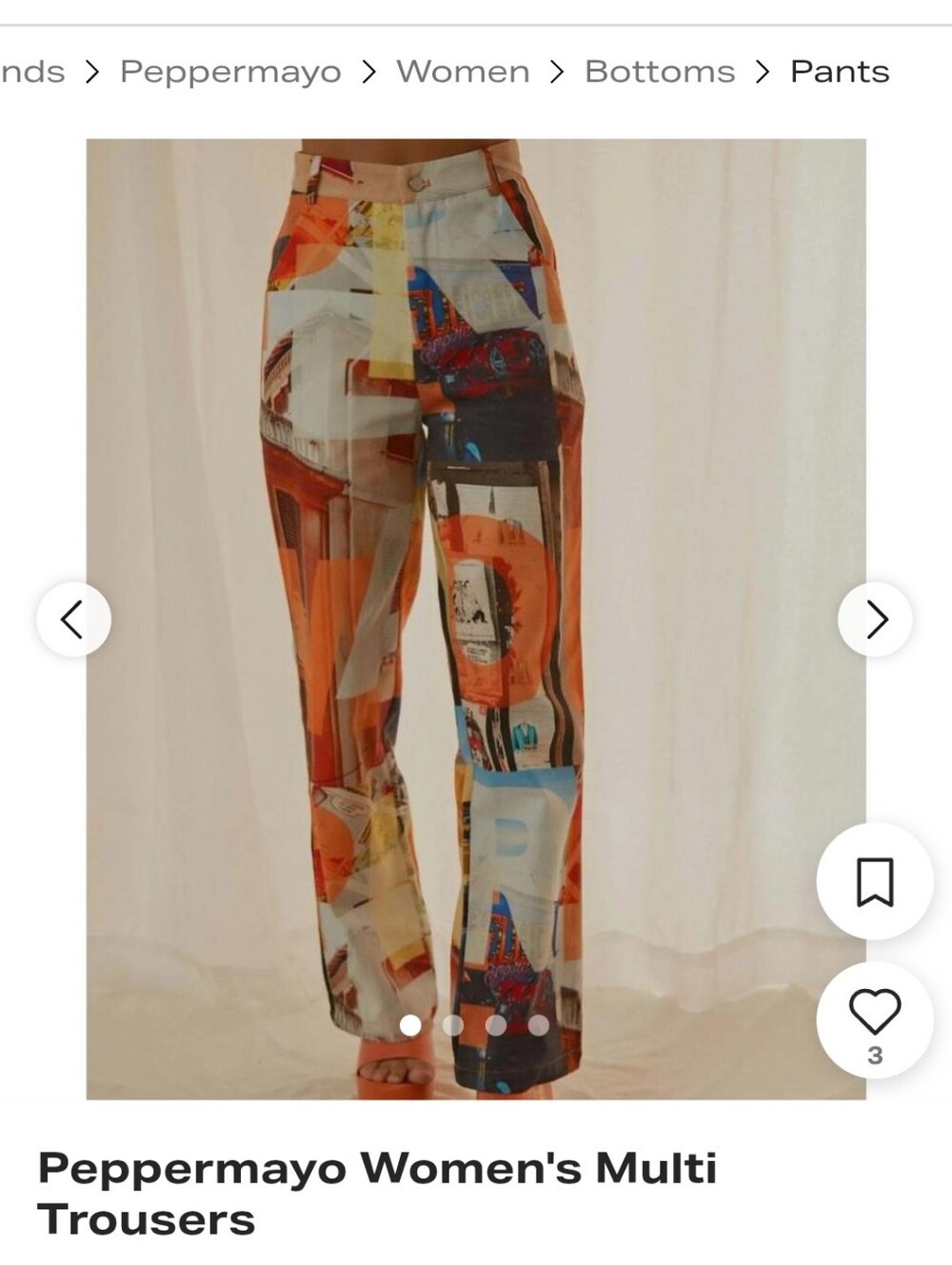 Peppermayo "Ticket To Nowhere" Multi-Color Graphic Print Trousers